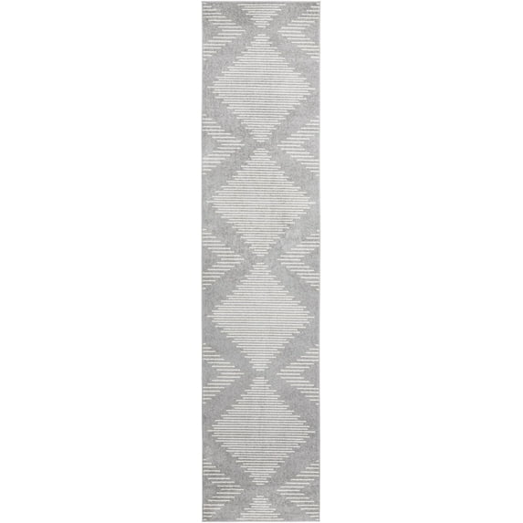 Rugs.com Kai Collection Rug – 14 Ft Runner Gray And Ivory Medium-Pile Rug Perfect For Living Rooms, Kitchens, Entryways