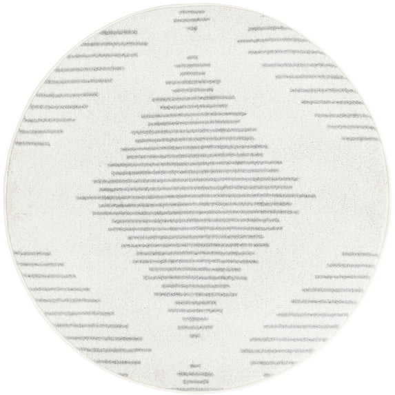 Rugs.com Kai Collection Rug – 3 Ft Round Ivory And Gray Medium-Pile Rug Perfect For Living Rooms, Kitchens, Entryways