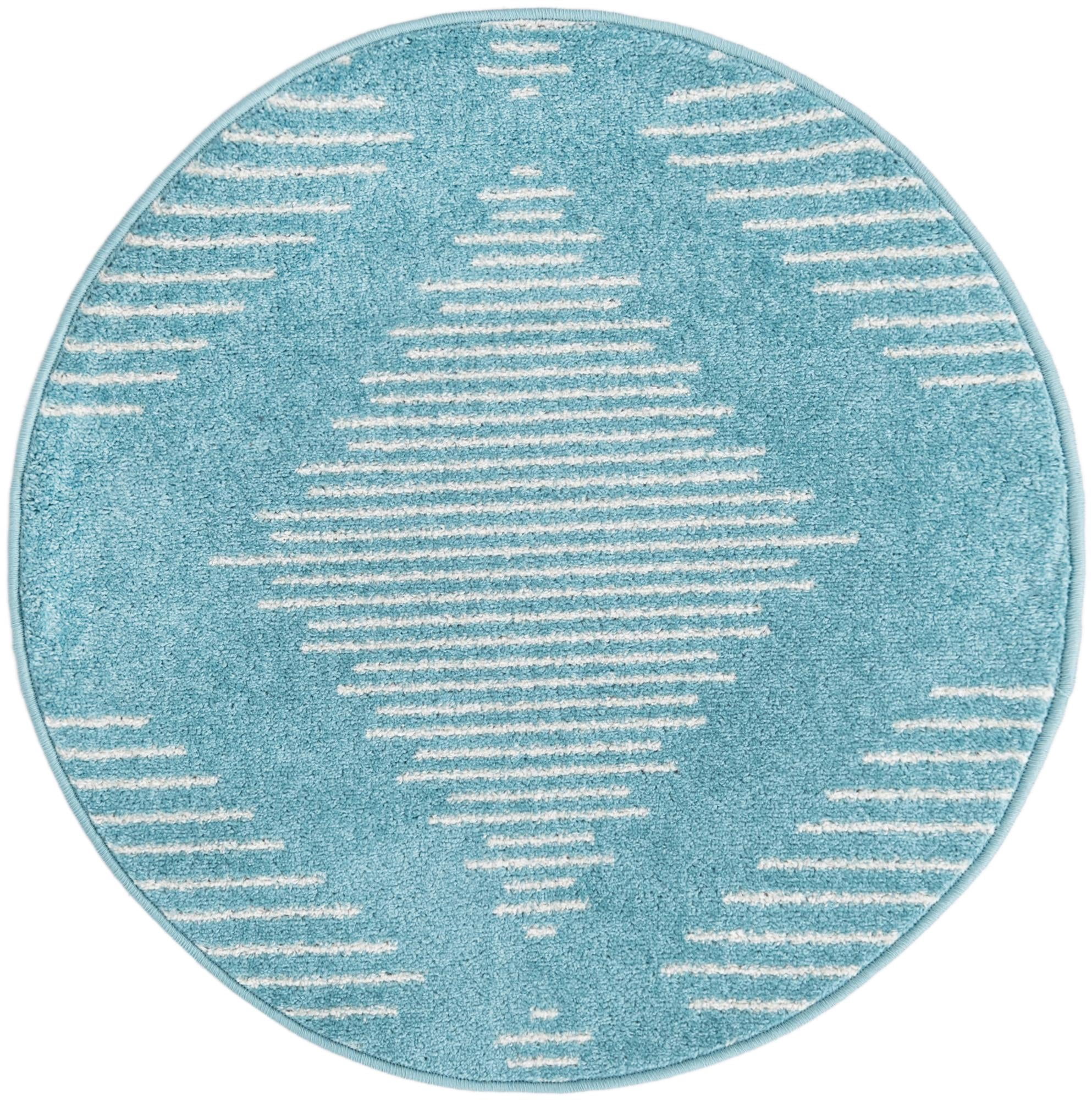 Rugs.com Kai Collection Rug – 3 Ft Round Light Blue Medium-Pile Rug ...