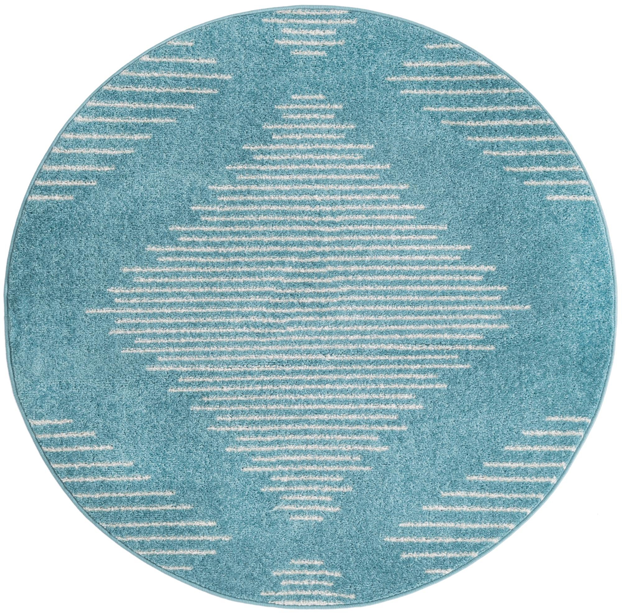 Rugs.com Kai Collection Rug – 4 Ft Round Light Blue Medium-Pile Rug ...