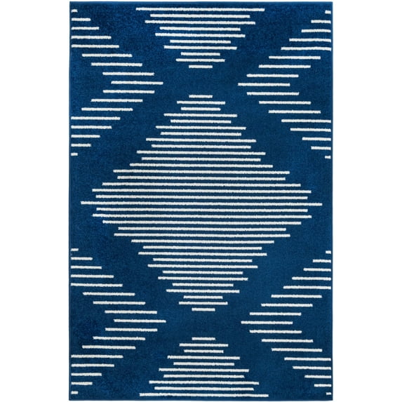Rugs.com Kai Collection Rug – 4' x 6' Navy Blue Medium-Pile Rug Perfect For Living Rooms, Kitchens, Entryways