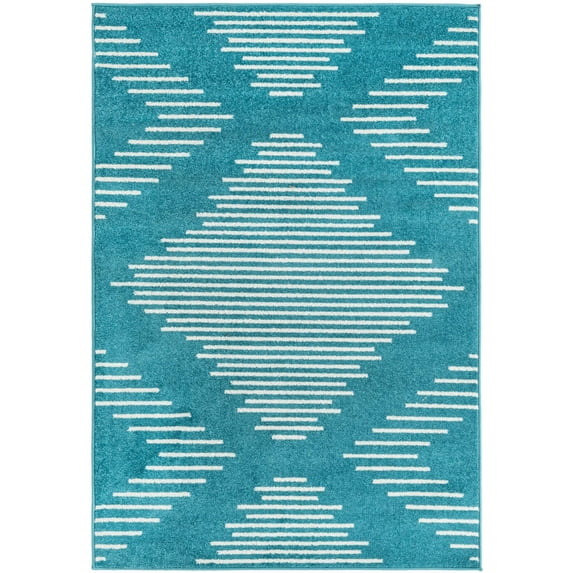 Rugs.com Kai Collection Rug – 4' x 6' Turquoise Medium-Pile Rug Perfect For Living Rooms, Kitchens, Entryways
