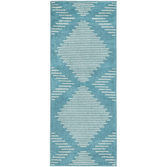 Rugs.com Kai Collection Rug – 5 Ft Runner Light Blue Medium-Pile Rug Perfect For Living Rooms, Kitchens, Entryways