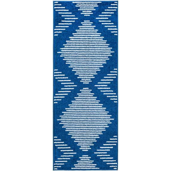 Rugs.com Kai Collection Rug – 5 Ft Runner Navy Blue Medium-Pile Rug Perfect For Living Rooms, Kitchens, Entryways