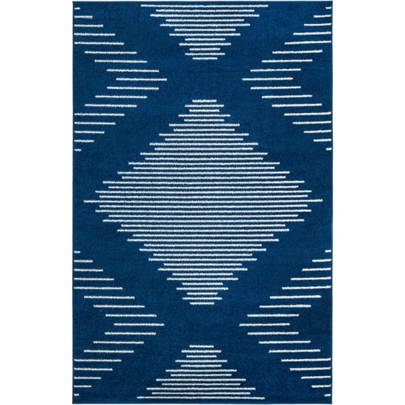 Rugs.com Kai Collection Rug – 5' x 8' Navy Blue Medium-Pile Rug Perfect For Living Rooms, Kitchens, Entryways