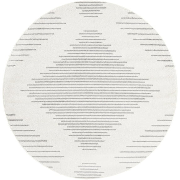 Rugs.com Kai Collection Rug – 6 Ft Round Ivory And Gray Medium-Pile Rug Perfect For Living Rooms, Kitchens, Entryways