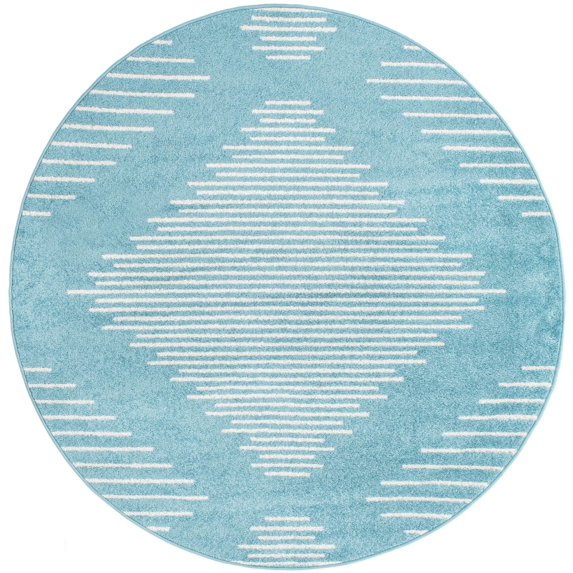 Rugs.com Kai Collection Rug – 6 Ft Round Light Blue Medium-Pile Rug Perfect For Living Rooms, Kitchens, Entryways