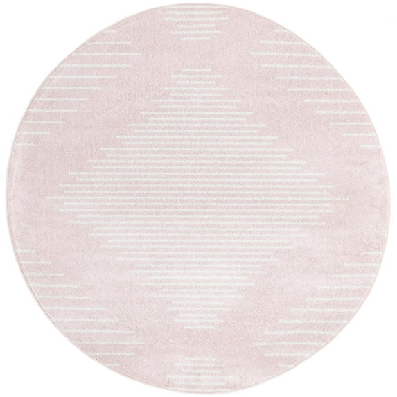 Rugs.com Kai Collection Rug – 6 Ft Round Pink Medium-Pile Rug Perfect For Living Rooms, Kitchens, Entryways