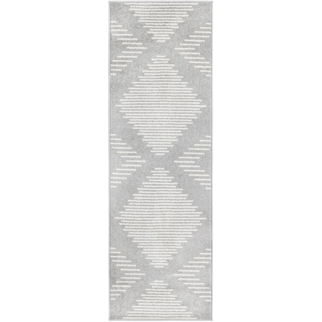 Rugs.com Kai Collection Rug – 6 Ft Runner Gray And Ivory Medium-Pile Rug Perfect For Living Rooms, Kitchens, Entryways