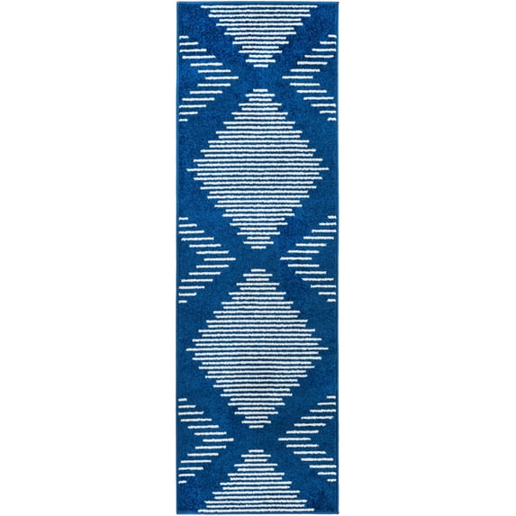 Rugs.com Kai Collection Rug – 6 Ft Runner Navy Blue Medium-Pile Rug Perfect For Living Rooms, Kitchens, Entryways