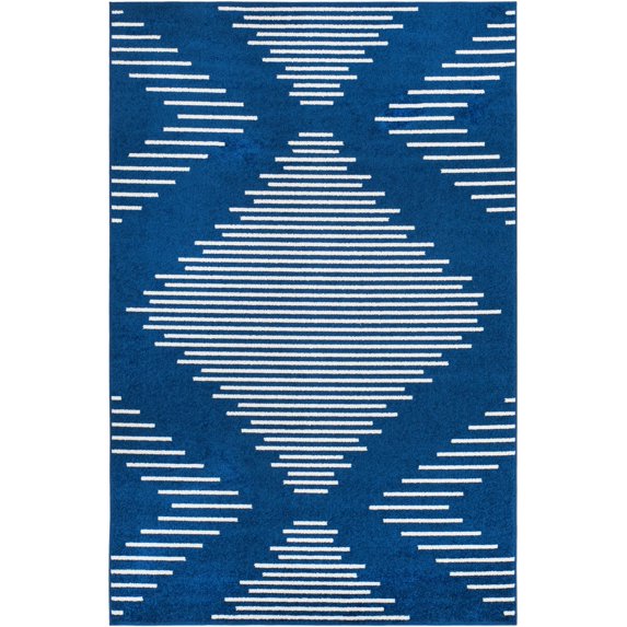 Rugs.com Kai Collection Rug – 6' x 9' Navy Blue Medium-Pile Rug Perfect For Living Rooms, Kitchens, Entryways