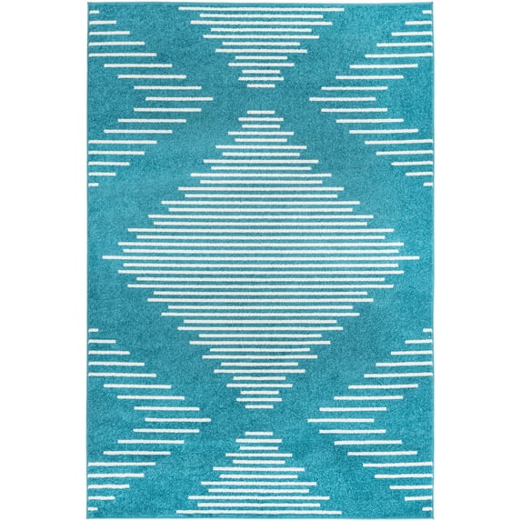 Rugs.com Kai Collection Rug – 6' x 9' Turquoise Medium-Pile Rug Perfect For Living Rooms, Kitchens, Entryways