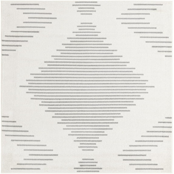 Rugs.com Kai Collection Rug – 7 Ft Square Ivory And Gray Medium-Pile Rug Perfect For Living Rooms, Kitchens, Entryways