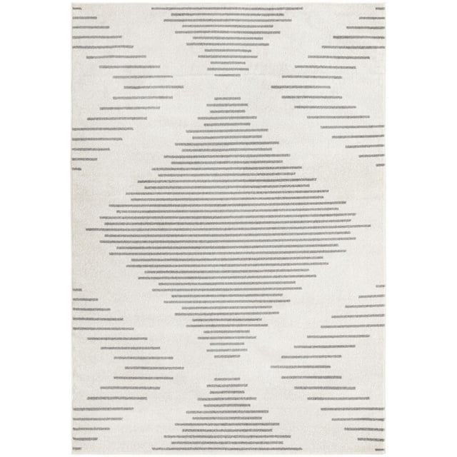 Rugs.com Kai Collection Rug – 7' x 10' Ivory And Gray Medium-Pile Rug Perfect For Living Rooms, Kitchens, Entryways