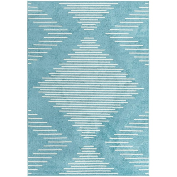 Rugs.com Kai Collection Rug – 7' x 10' Light Blue Medium-Pile Rug Perfect For Living Rooms, Kitchens, Entryways