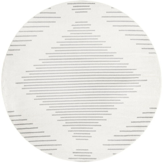 Rugs.com Kai Collection Rug – 8 Ft Round Ivory And Gray Medium-Pile Rug Perfect For Living Rooms, Kitchens, Entryways