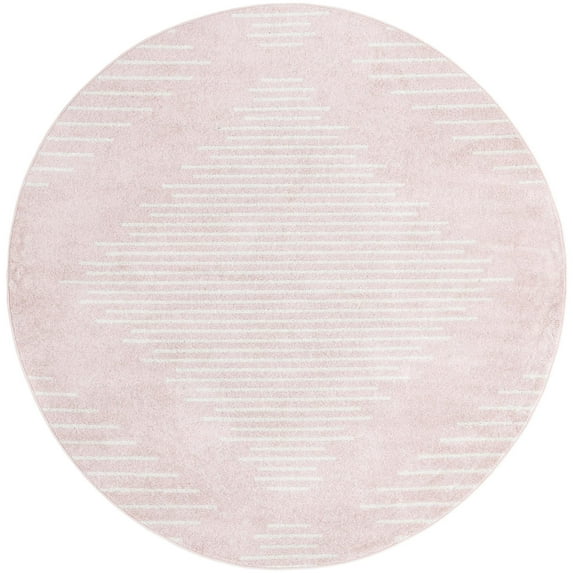 Rugs.com Kai Collection Rug – 8 Ft Round Pink Medium-Pile Rug Perfect For Living Rooms, Kitchens, Entryways