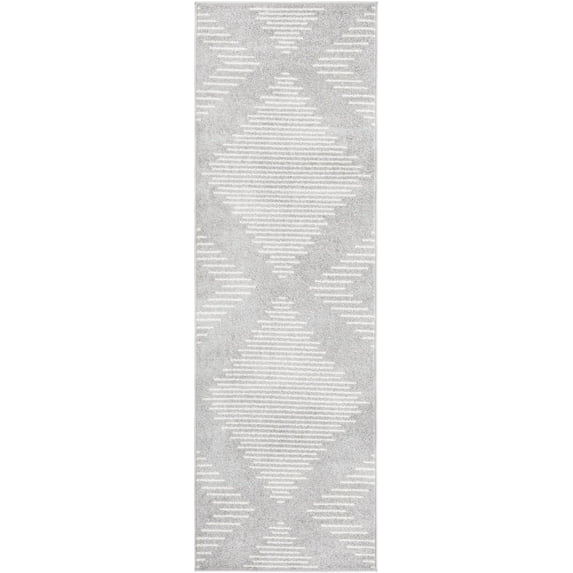 Rugs.com Kai Collection Rug – 8 Ft Runner Gray And Ivory Medium-Pile Rug Perfect For Living Rooms, Kitchens, Entryways