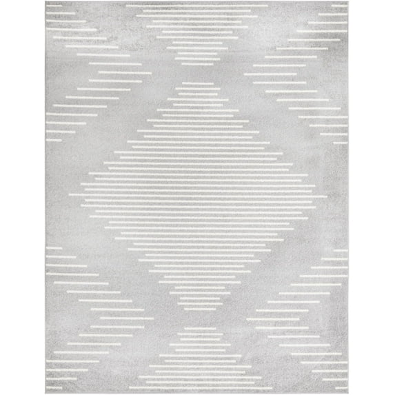 Rugs.com Kai Collection Rug – 8' x 10' Gray And Ivory Medium-Pile Rug Perfect For Living Rooms, Kitchens, Entryways