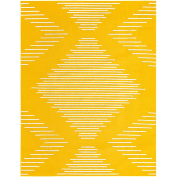 Rugs.com Kai Collection Rug – 8' x 10' Yellow Medium-Pile Rug Perfect For Living Rooms, Kitchens, Entryways