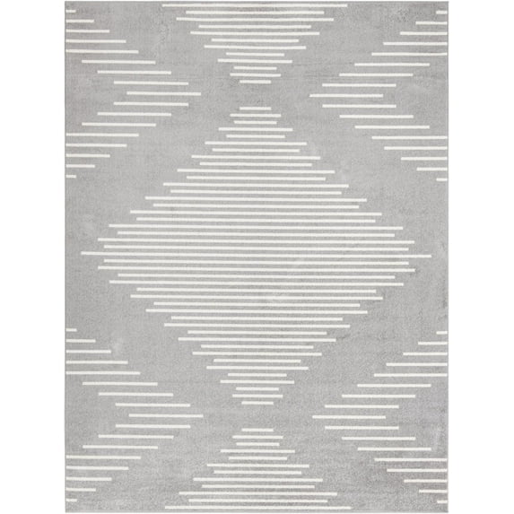 Rugs.com Kai Collection Rug – 9' x 12' Gray And Ivory Medium-Pile Rug Perfect For Living Rooms, Kitchens, Entryways