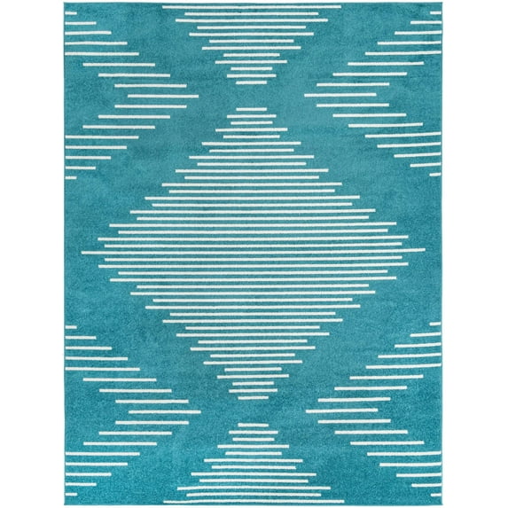 Rugs.com Kai Collection Rug – 9' x 12' Turquoise Medium-Pile Rug Perfect For Living Rooms, Kitchens, Entryways