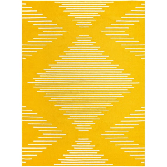 Rugs.com Kai Collection Rug – 9' x 12' Yellow Medium-Pile Rug Perfect For Living Rooms, Kitchens, Entryways
