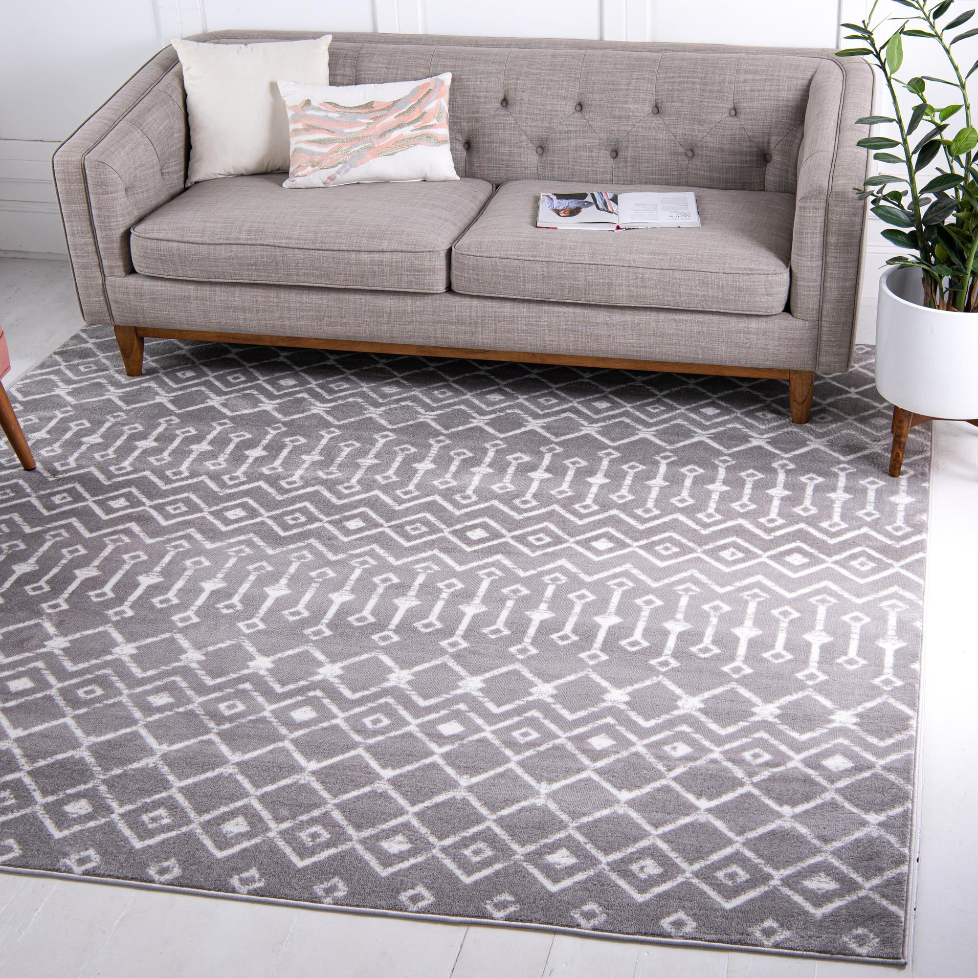 Kasbah Trellis Collection Rug 8 Ft Square Light Gray Low