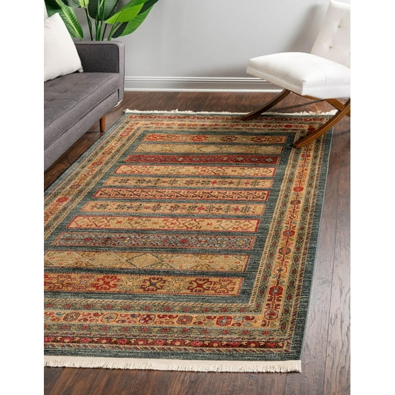 Rugs.com Kashkuli Gabbeh Collection Rug – 3' 3 x 5' 3 Blue Medium Rug Perfect For Entryways, Kitchens, Breakfast Nooks, Accent Pieces