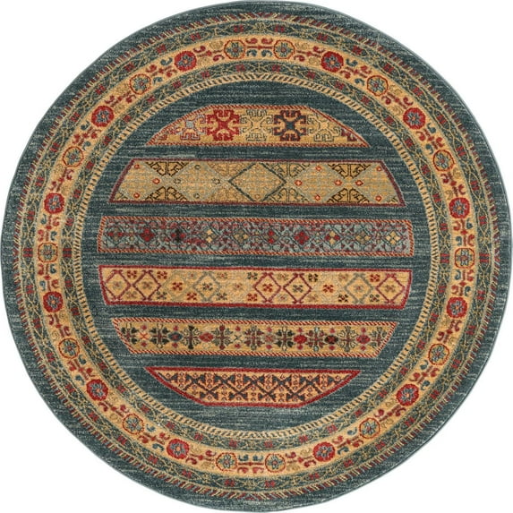 Rugs.com Kashkuli Gabbeh Collection Rug – 5' Round Blue Medium Rug Perfect For Kitchens, Dining Rooms