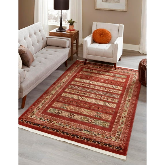 Rugs.com Kashkuli Gabbeh Collection Rug – 5' x 8' Rust Red Medium Rug Perfect For Bedrooms, Dining Rooms, Living Rooms