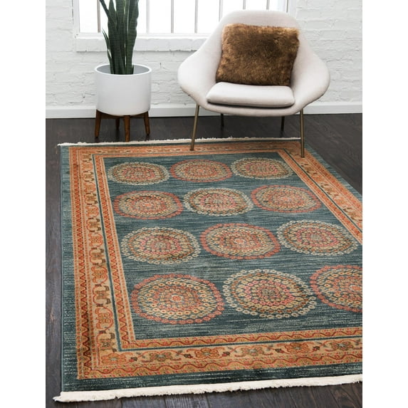 Rugs.com Kashkuli Gabbeh Collection Rug – 6' x 9' Blue Medium Rug Perfect For Bedrooms, Dining Rooms, Living Rooms