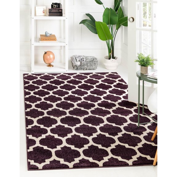 Rugs.com Lattice Collection Rug – 5' x 8' Purple Medium Rug Perfect For Bedrooms, Dining Rooms, Living Rooms