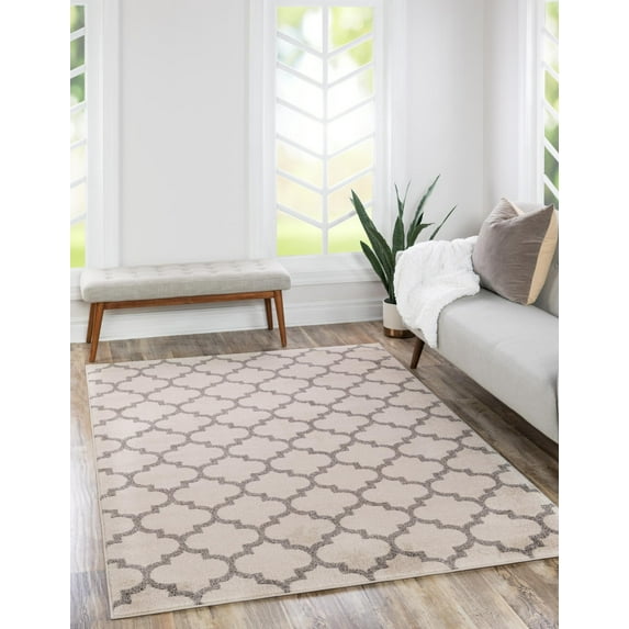 Rugs.com Lattice Collection Rug – 9' x 12' Beige Medium Rug Perfect For Living Rooms, Large Dining Rooms, Open Floorplans