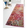Rugs.com Lattice Frieze Collection Rug – 2' 7 x 12' Runner Multi Medium Rug Perfect For Living Rooms, Large Dining Rooms, Open Floorplans