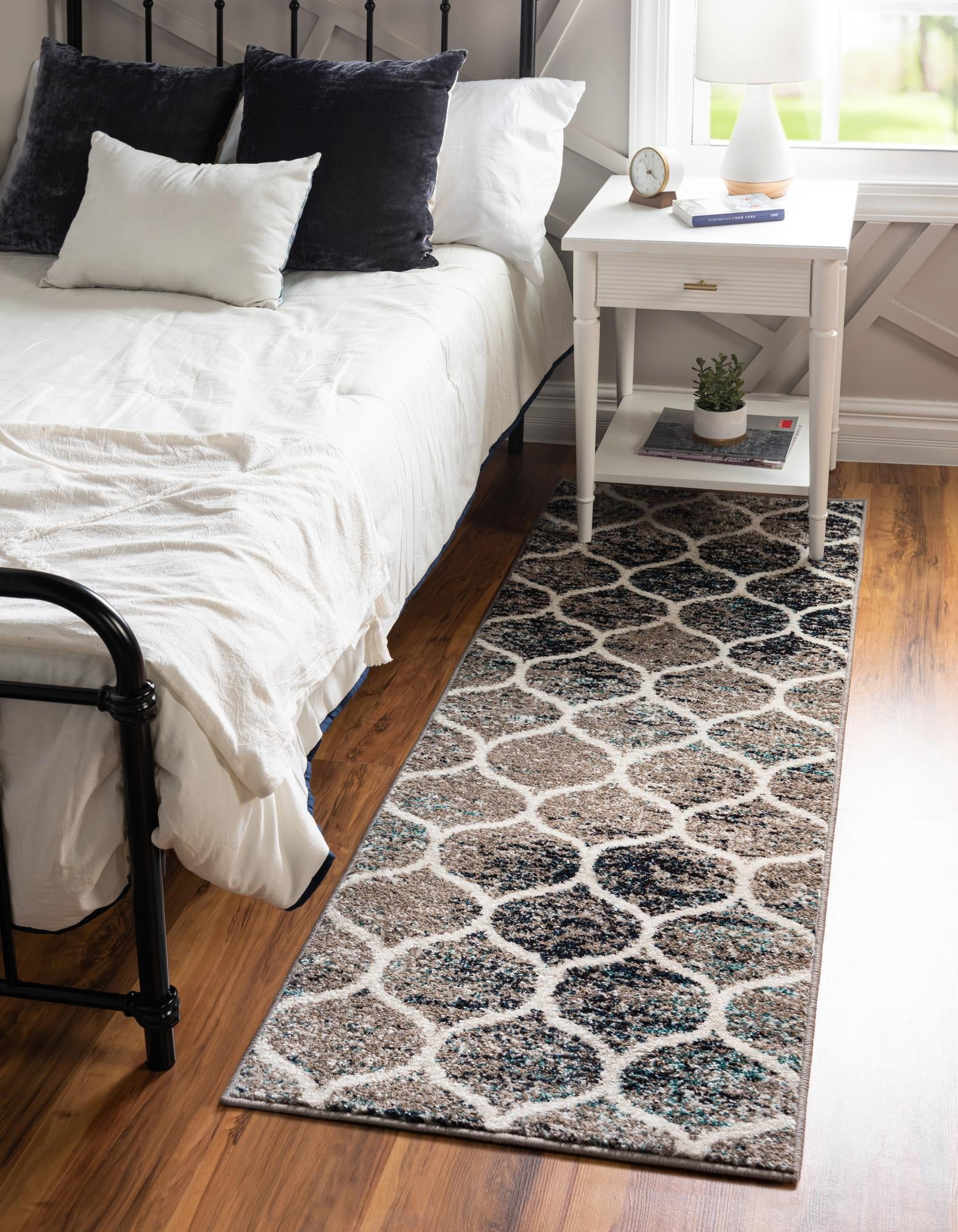 Rugs.com Lattice Frieze Collection Rug – 2' x 13' Runner Blue Multi ...