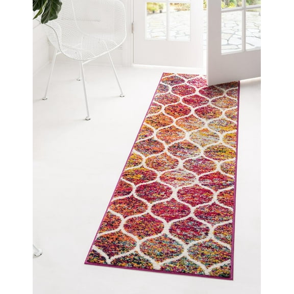 Rugs.com Lattice Frieze Collection Rug – 2' x 4' Runner Multi Medium Rug Perfect For Living Rooms, Large Dining Rooms, Open Floorplans