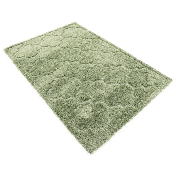 Rugs Lattice Shag Collection Green Shag Area Rug, 4' x 6', Ultra-Soft Micro Polyester
