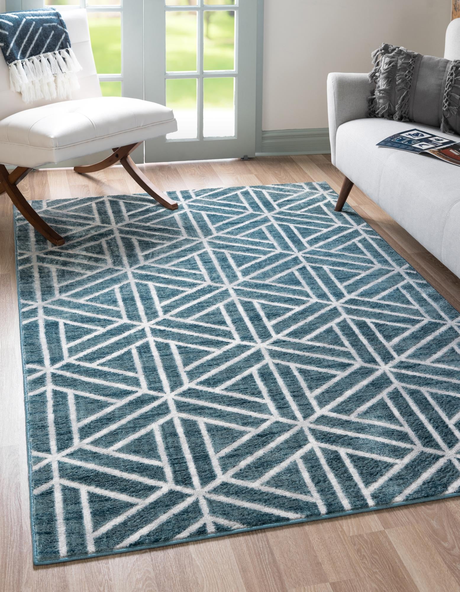 4 Tile Rug Rugs.com Lattice Trellis Collection Rug – 4' x 6' Blue Low-Pile Rug ...