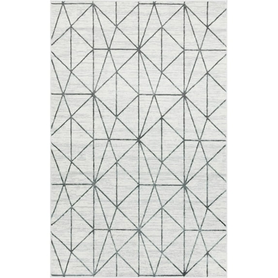Rugs.com Lattice Trellis Collection Rug – 5' x 8' White Low-Pile Rug Perfect For Living Rooms, Large Dining Rooms, Open Floorplans