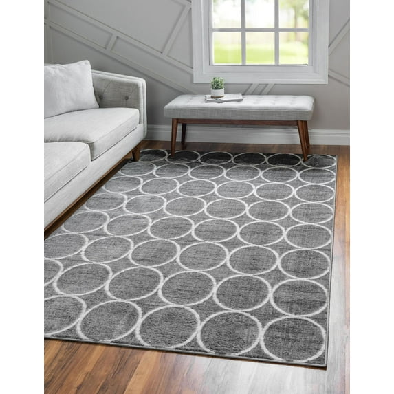 Rugs.com Lattice Trellis Collection Rug – 6' x 9' Gray Low-Pile Rug Perfect For Living Rooms, Large Dining Rooms, Open Floorplans