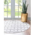 thumbnail image 1 of Rugs.com Lattice Trellis Collection Rug – 8 Ft Round White Low-Pile Rug Perfect For Kitchens, Dining Rooms, 1 of 9