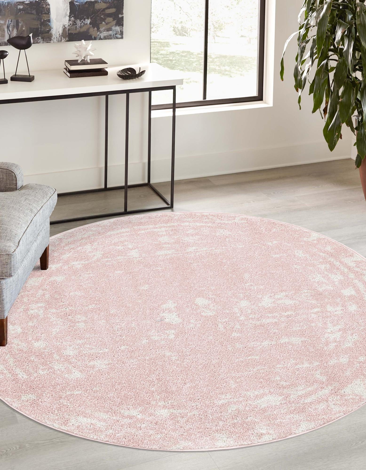 Rugs.com Lennon Collection Rug – 10 Ft Round Pink Medium Rug Perfect ...