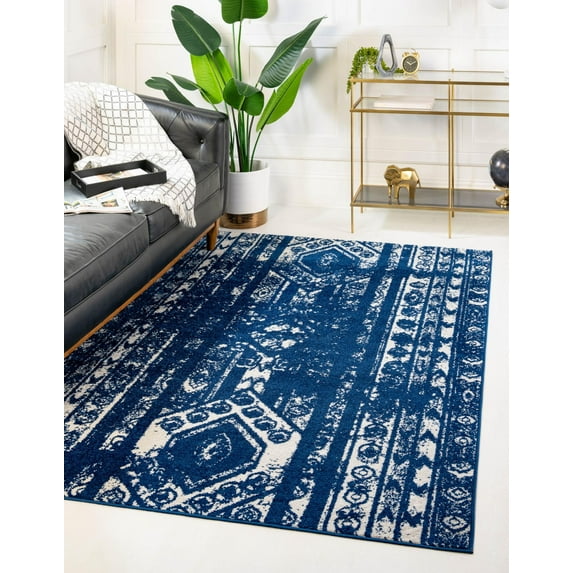 Rugs.com Lennon Collection Rug – 2' x 3' Navy Blue Medium Rug Perfect For Entryways, Kitchens, Breakfast Nooks, Accent Pieces