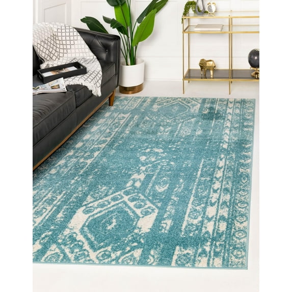 Rugs.com Lennon Collection Rug – 5' x 8' Light Blue Medium Rug Perfect For Bedrooms, Dining Rooms, Living Rooms