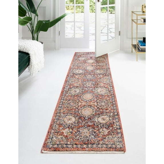 Rugs.com Lola Collection Rug – 16 Ft Runner Brick Red Medium Rug Perfect For Hallways, Entryways