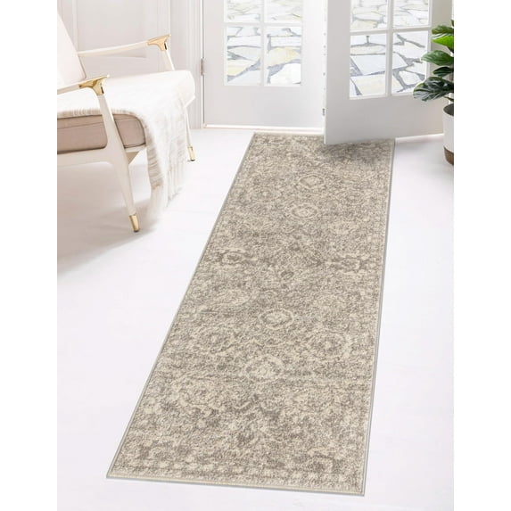 Rugs.com Lola Collection Rug – 16 Ft Runner Gray Medium Rug Perfect For Hallways, Entryways