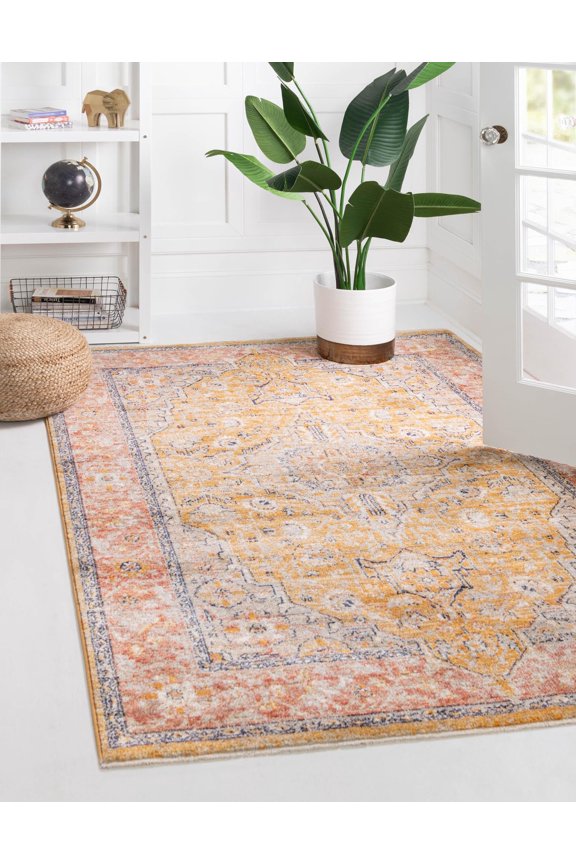 .com Lola Collection Rug – 2' x 3' Yellow Medium Rug Perfect For Entryways, Kitchens, Breakfast Nooks, Accent Pieces