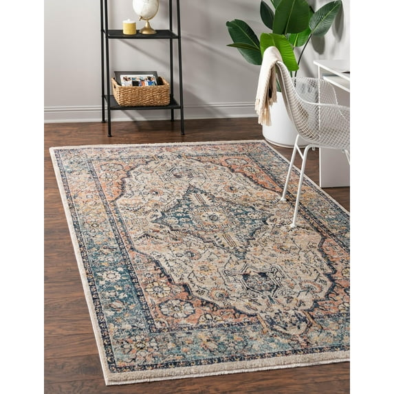 Rugs.com Lola Collection Rug – 3' x 5' Blue Medium Rug Perfect For Entryways, Kitchens, Breakfast Nooks, Accent Pieces