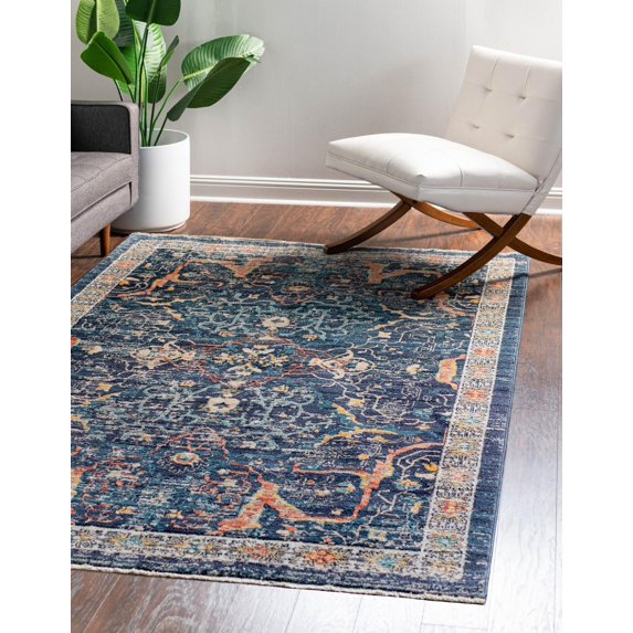 Rugs.com Lola Collection Rug – 3' x 5' Navy Blue Medium Rug Perfect For Entryways, Kitchens, Breakfast Nooks, Accent Pieces